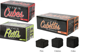 Titanium Coconut Coals 3 Pack 1 KILO each shape